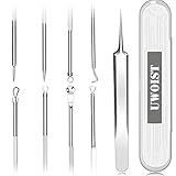 5PCS Blackhead Remover, Pimple Removal Tools, Blemish Whitehead Popping Removal, Whiteheads Spot Removing Zit Tool, Curved Blackhead Tweezers Kit, Treatment for for Risk Free Nose Face Skin