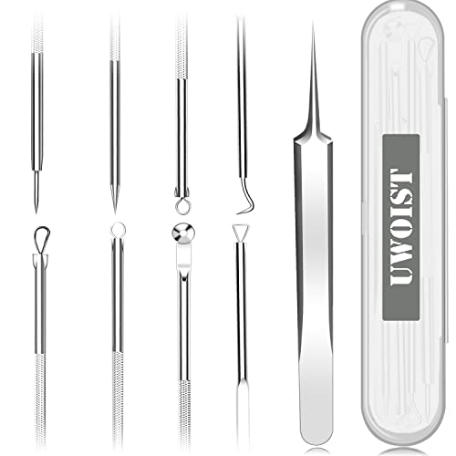 5PCS Blackhead Remover, Pimple Removal Tools, Blemish Whitehead Popping Removal, Whiteheads Spot Removing Zit Tool, Curved Blackhead Tweezers Kit, Treatment for for Risk Free Nose Face Skin