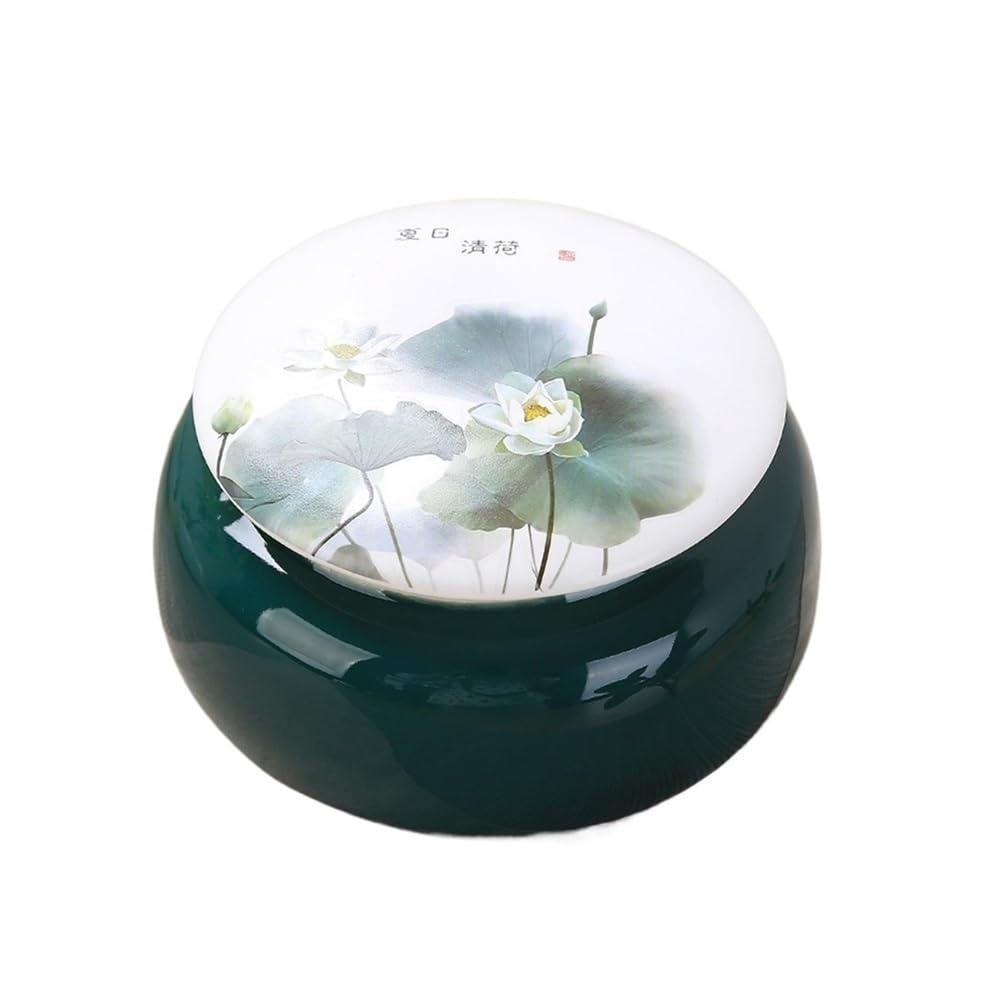 CHENGAIJIAN Tea Canister Ceramic Tea Canister With Lid Home Storage Jar For Loose,Coffee Beans,Herb,Candy,Spices,Nuts(Green)