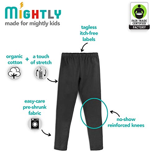 Mightly Girls' Leggings with Reinforced Knees | Organic Cotton Soft Yoga Pants, Comfort Dance & Running Tights for Toddler & Kids Clothes Set, 2-Pack, Fair Trade Certified, Gold Leopard, 3T4