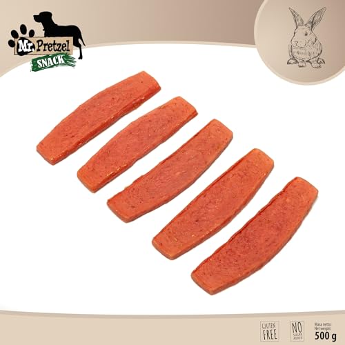 Mr. Pretzel – Premium-Kaninchenstreifen für Hunde – 500g – 90 % Fleischanteil – Gesunder Kausnack – Hypoallergen – Ohne Zusatzstoffe – Ideal für Training & Belohnung