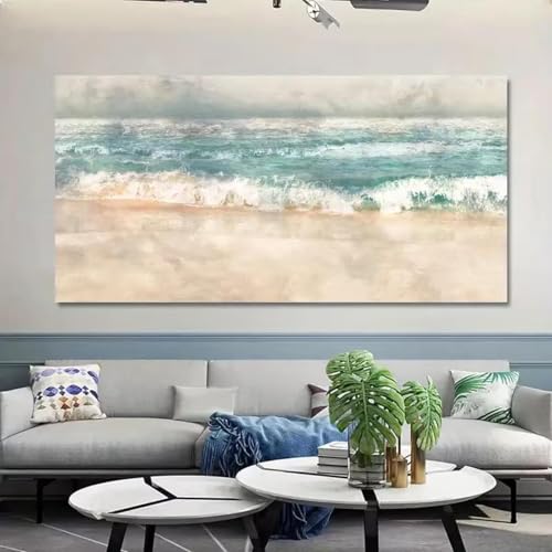 Tableau vagues de l'océan et plage affiche abstraite bien-être maison