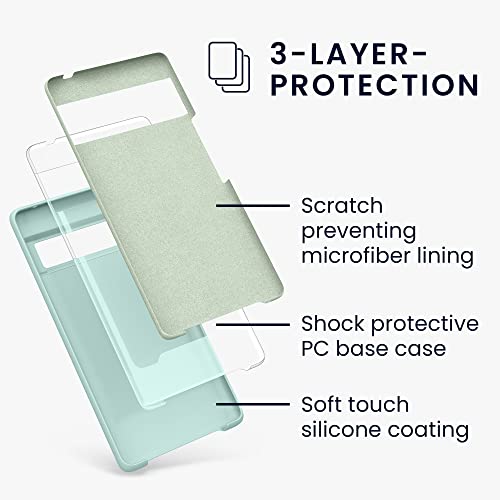 kwmobile Case for Google Pixel 6 Pro Case - Soft Cover - Shockproof Silicone - Wireless Charging Mint Matte - Image 2