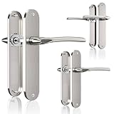 Bwintech 3 juegos de manillas clásicas de níquel cepillado, 195 mm de distancia entre agujeros para tornillos, 70 mm de separación entre bocallaves para el dormitorio