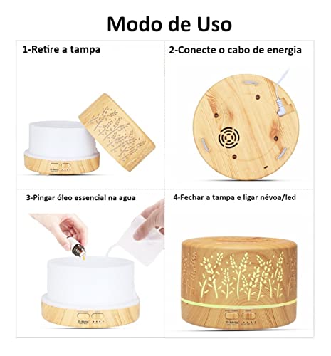 Difusor Aromatizador Ambiente Para Oleo Essencial 700ml - Flores Bmax 9 ( Marrom Claro )