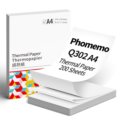 Papel térmico continuo A4 Phomemo Q302 para evitar atascos de papel y falta de tinta en ruta
