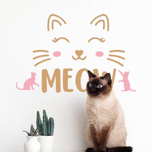 SUPERDANT Cat Meow Wall Stickers Cat Whiskers Wall Decals Cute Cat Abstraction Stickers and Murals DIY Art PVC Wall Decal for Bedroom Kids Room LivingRoom - Image 3