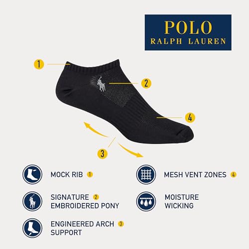 POLO RALPH LAUREN Men's 3-Pack Polypropylene Technical Ped with Arch Support and Polo Player Embroidery2