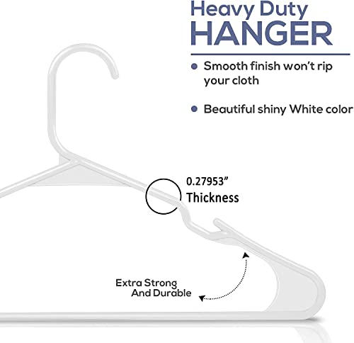 Image of PROTOWARE 48 Pieces Clothe Hangers for Wardrobe - Space Saving Cupboard Storage Organizer - Plastic Hanger Set for Saree, Shirt, Dress (White)