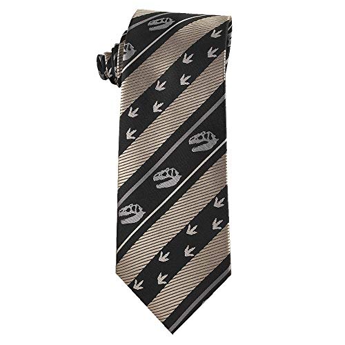Johnson Brothers Dinosaur Tie for Boys ages 8-14, Allosaurus Youth Tie with Fossil Tracks Stripe