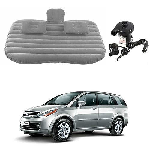 Image of Oshotto Multifunctional Car Travel Bed Mattress with Two Air Pillows, Car Air Pump Compatible with Tata Aria (Grey)