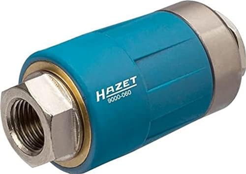 HAZET 9000-060 I Bezpieczne szybkozłącze sprężonego powietrza, gwint wewnętrzny 12,91 mm 1/4 cala, do wszystkich złączek pneumatycznych, 0-20 bar
