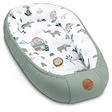 Babynest Cocoon newborn 90 x 50 cm - Handgemaakt knuffelig babynestje van katoen Afrika Blauw