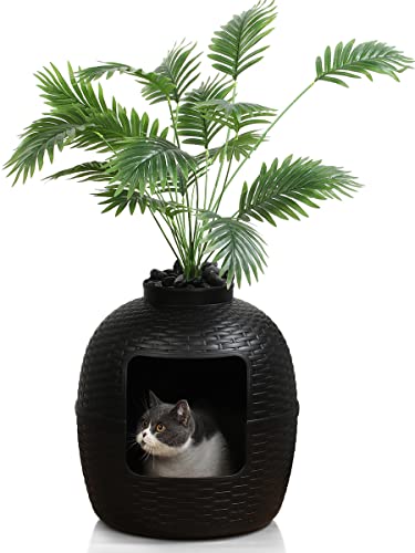 Caja sanitaria para gato grande con filtro carbón y planta negra miniatura 1