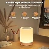 Bonsery Lampka nocna LED z 4 poziomami jasności i 4 trybami kolorów RGB bezprzewodowa lampa stołowa z haczykiem i pamięcią do sypialni salonu