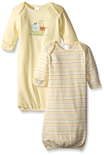 Image of Spasilk Baby 2 Pack 100 Percent Cotton Gown, Yellow Ark, 0-3 Months