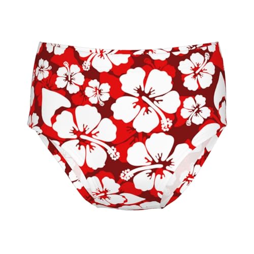 Hawaiian Red Hibiscus Girls' Underwear Soft Cotton Little Girls Panties Comfort Briefs