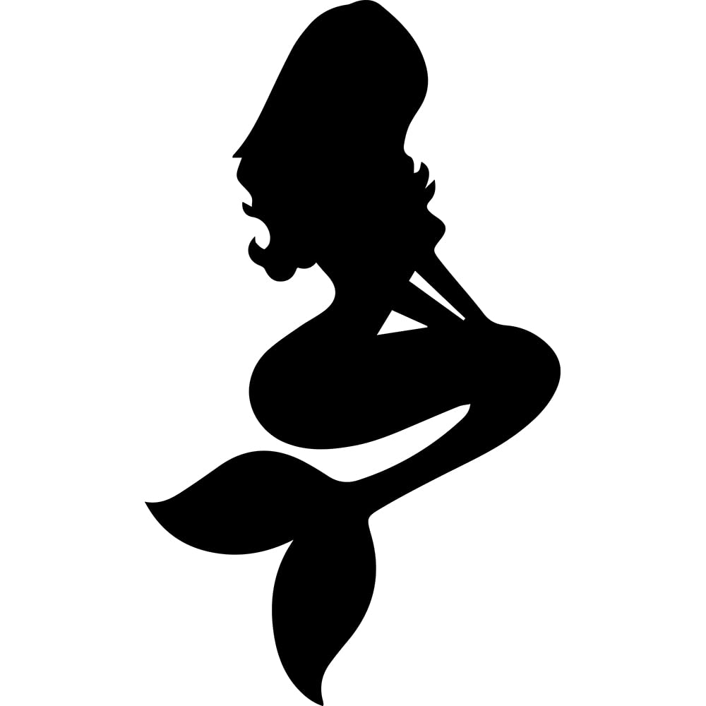 Beautiful Mermaid 1 (Black) (Set Of 2) Premium Waterproof Vinyl Decal Stickers For Laptop Phone Accessory Helmet Car Window Bumper Mug Tuber Cup Door Wall Decoration