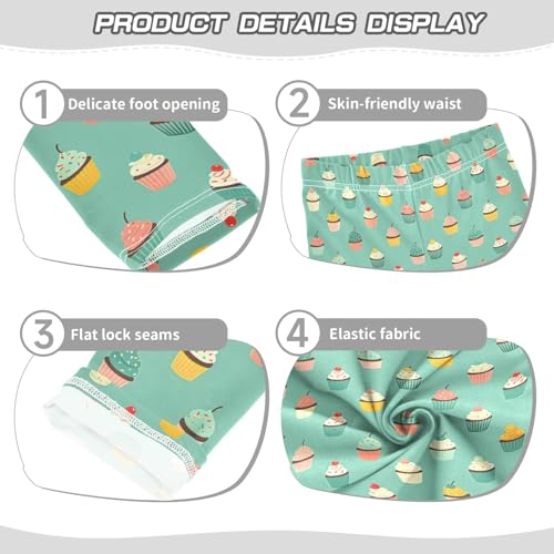 senya Girls Printed Leggings Yoga Pants Turquoise Cupcakes Pattern for Kids in 4t to 10 Years, 4T3
