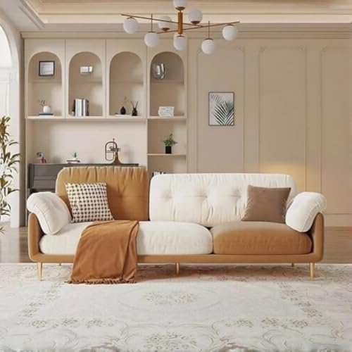 Image of A to Z Furniture Modern Sofa with Wooden leg's Luxury Sofa in for Home Living Room & Office (3 Seater Sofa Light Brown & Beige)