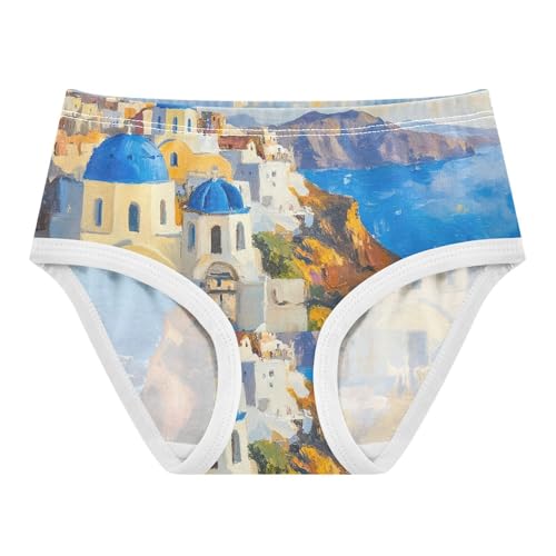 Vivid Oil Painting Santorini Toddler Girls's Underwear 2T 202c0232