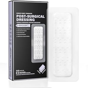 EVERLIT Post-Surgical Dressing | Sterile Waterproof Adhesive Dressing for Post-Operative Wound Care | Hypoallergenic Silicone Coated Bandage for Surgical Incision Pack of 5 (4″ x 10″)