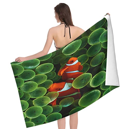 Serviettes De Piscine Poisson Clown Poisson Tropical Nemo Serviette De Sauna Multicolore Drap De Plage À Séchage Rapide Serviette De Plage pour Douche, Gym, Plage,...