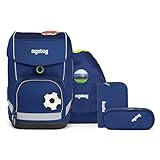 ergobag Cubo BlaulichtBär Schulranzen Set 5tlg. Verschiedene Kletties (Fußball 3D)