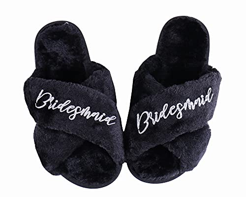 Personalized Bridesmaid Proposal Custom Fluffy Slippers - Fluffy Slippers - Custom Name Wedding Gifts - Gifts for Bridesmaids - Gifts to her