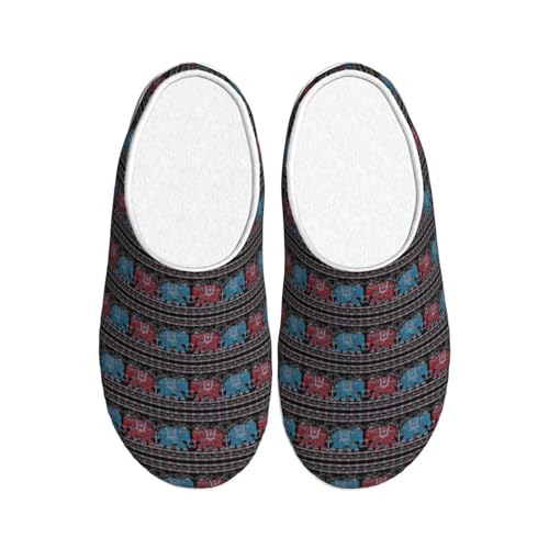 Chaussons douillets imprimé éléphant en flanelle violette à offrir aux adultes