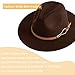 EOGIMI Fashion Women Wide Brim Fedora Floppy Panama Hat with Belt Buckle Coffee