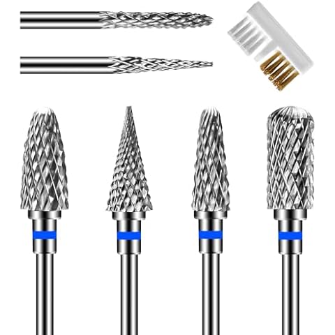 Diesisa 6 Pack Nail Drill Bits for Acrylic Nails, 3/32" Shank Drill Bits for Nails Professional Electric Cuticle Drill Bit, Cuticle Cleaner Nail Gel Polish Remover Tool for Home Salon Nail Bits-Blue Cover