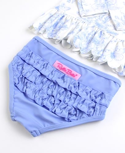 RuffleButts Baby/Toddler Girls Scalloped Long Sleeve Rash Guard 2-Piece UPF50+ Sun Protected Swimsuit4