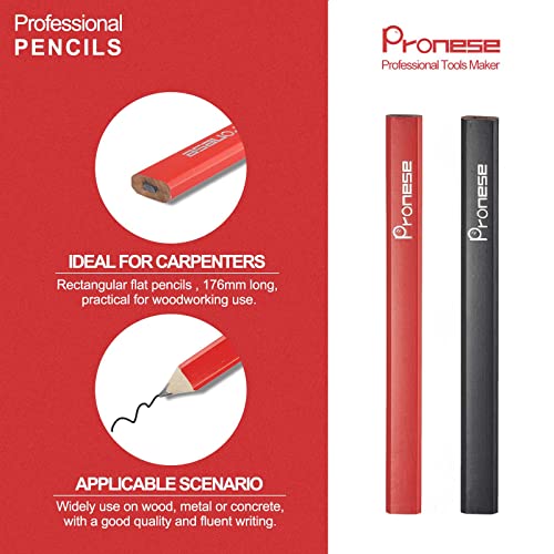 Pronese Adjustable Roofing Square 12-Inch, Aluminum Alloy Rafter Square, Metric & Imperial Carpenter Square Set, Precision Speed Square Carpenter Pencils Woodworking Tool Set​