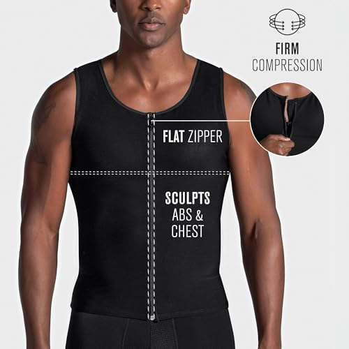 Leo Mens Shapewear Tummy Control Compression Vest for Men – Body Shaper Undershirt, Back Support & Posture Corrector3