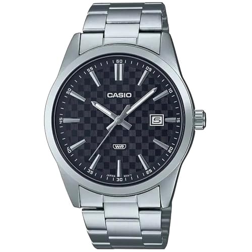 Casio MTP-VD03D-1A Men's Standard Stanless Steel Black Dial 3-Hand Analog Watch