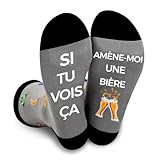 Chaussettes Unisexe Rigolotes Humour 39-46 Coton Fantaisie bière Drôles Cadeau Nouveauté Des Pour Noël et La Saint Anniversaire (FR/ES, Numérique, 39, 46, Taille normale, Taille normale, Graubier)