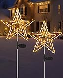 Redefun Solar Weihnachtsbeleuchtung Außen Stern 2 Stück 75 LED Gartenstecker Weihnachten Beleuchtet, 8 Modi Gartenstecker Stern wasserdichte Weihnachtsstern for Garten Weihnachten Deko