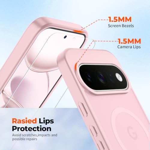 Image of SUPFINE Magnetic for Google Pixel 11 Pro XL Case - Pink | With Screen Protector,Translucent Matte,Built-in Magnets,Military Grade Drop Protection,Shockproof Phone Cover