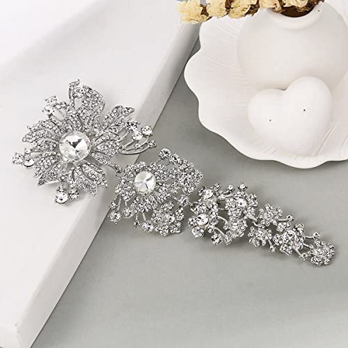 Image of Gyn&Joy 7.59 Inch Crystal Large Wedding Bouquet Brooch Pin