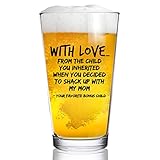 Beer Pint Glass Gift for Bonus Dad- The Child You Inherited- Gift Idea for Stepfathers- Best Stepdad Gift- Gag Father’s Day Gift- Funny Birthday Present for Step Dad from Stepdaughter, Stepson