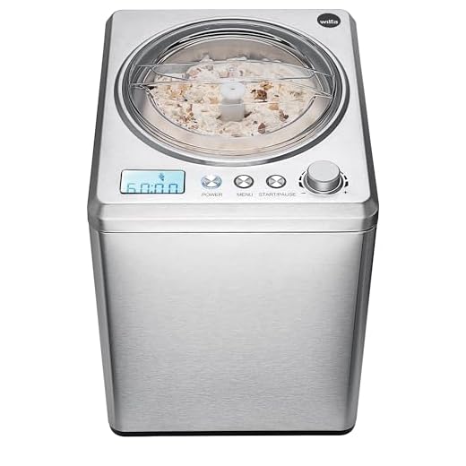 Wilfa VANILLA Glassmaskin – Ice Cream Maker för glass, sorbet och fryst yoghurt, 2,5 liters volym, med kompressor, silver