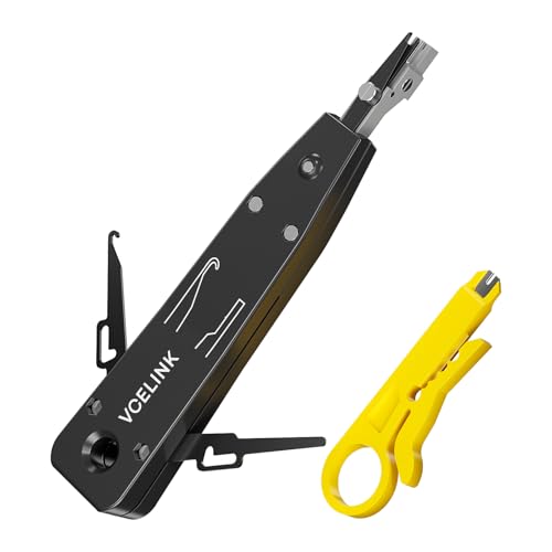 VCELINK LSA Auflegewerkzeug, Anlegewerkzeug Krone, Auflegewerkzeug Netzwerk für Netzwerkdosen, Patchfelder, Auf und Unterputzdosen, Verlegekabel mit Drahtschneider (Schwarze)