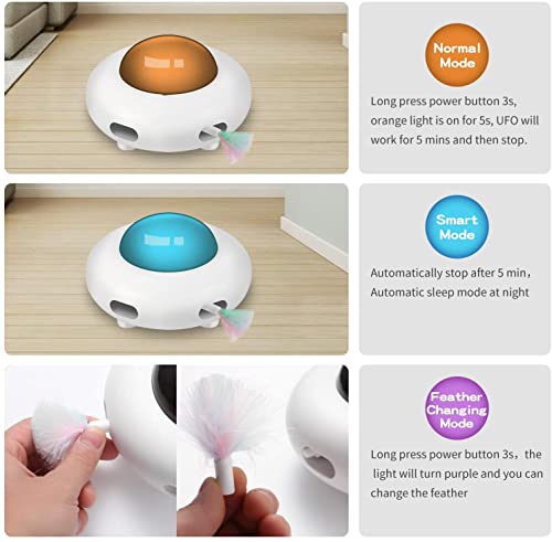 Jouet interactif pour chat UFO avec plume rotative et arrêt automatique
