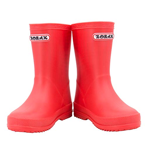 Zorax - Kids - EU26 - Red Girls Boys Waterproof Non-Slip Motorbike Rain Boots Rain Shoes Wellies Unisex Children Wellington Boots - Image 2