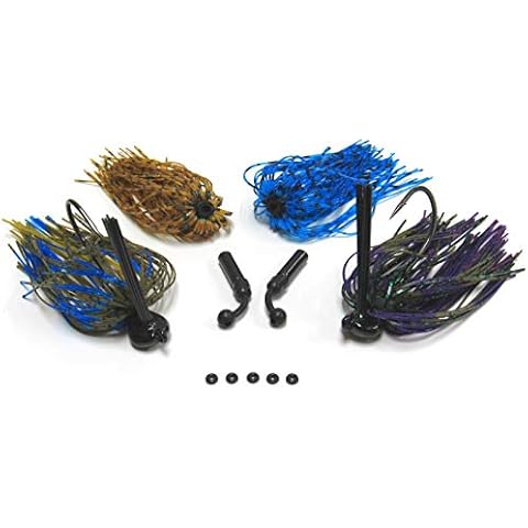 Harmony Fishing - Tungsten Flipping Jigs (Modular Skirt Kit - 2 Flippin Jigs, 4 Skirts, 2 Rattles, 5 Bait Pegs) (1/2 oz) Cover
