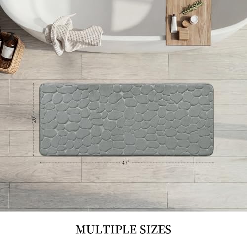 YIHOUSE Memory Foam Runner Rug, Cobblestone Bathroom Runner Rugs Super Water Absorbent Bath Mats for Bathroom Machine Washable Bath Rugs for Hallway Bedroom Laundry Room(20 x 47,Light Gray) - image 6