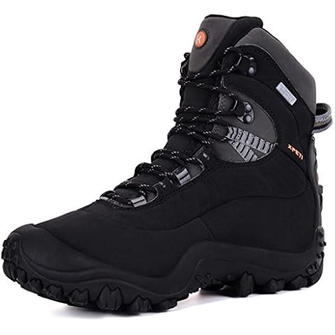 XPETI Waterproof Walking Boots, Hiking Outdoor Shoes Trekking Mountaineering Summer Vegan High Rise Lightweight Tall Mountain Safety, 6 UK, Black H Cover