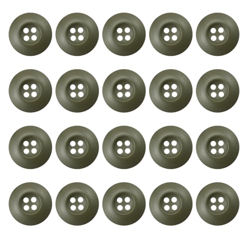 20PCS Resin Button 4 Hole 0.8 Inch Army Military Buttons Sewing Button for Pants Jacket Uniforms Bags Accessorie Army Military Buttons (Light Army Green 32L=20MM)