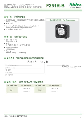 Moteur de ventilateur carré Nidec Precision 25mm contre la surchauffe des circuits imprimés 5V - 4